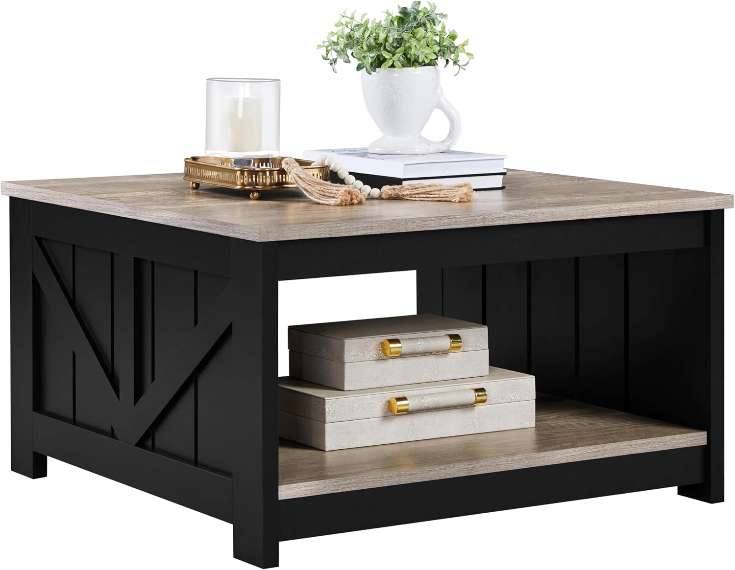 Yaheetech Wood Coffee Table, Square Coffee Table for Living Room, Tea ...