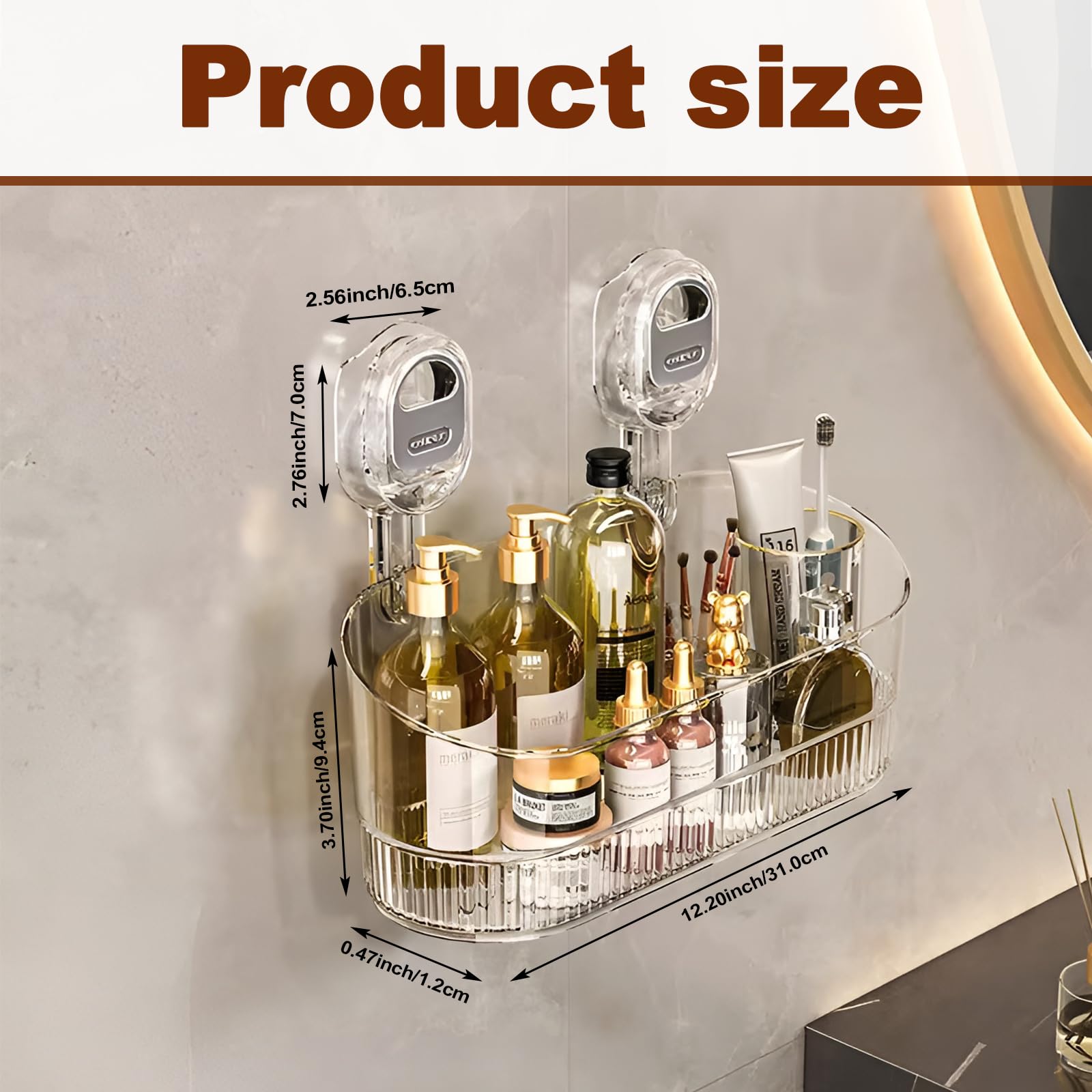 Wshxjzyay No-Drill Bathroom Suction Storage Box, No-Drill Suction Storage Box Large Capacity & Strong Load-Bearing, Firm Staunch Kitchen Organizer