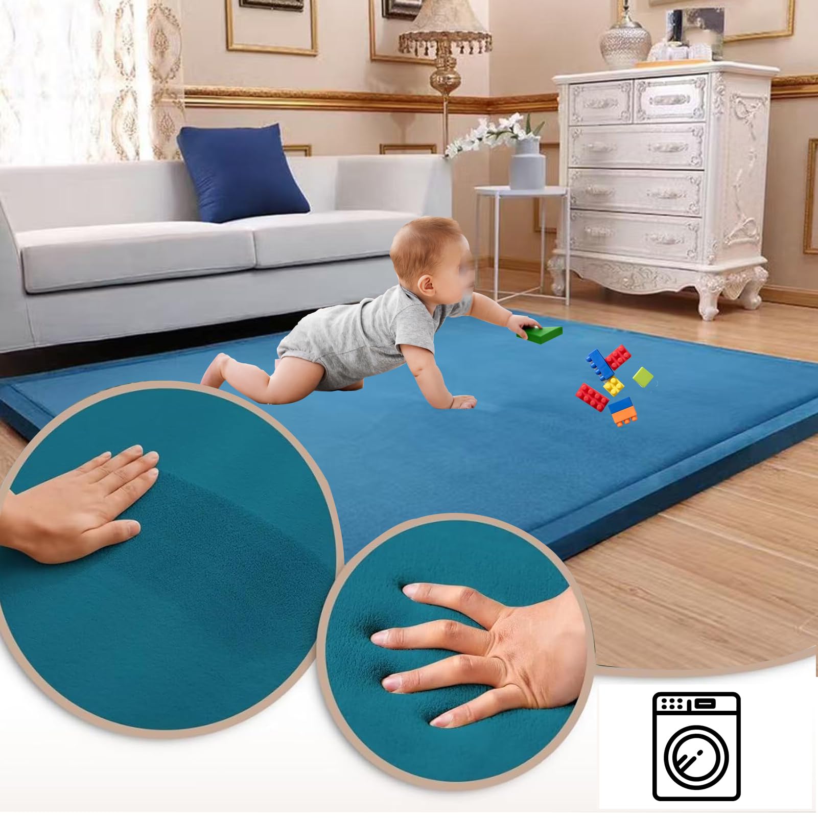 Alfombra Bebe Acolchada Plegable, Alfombra Bebe Antideslizante, Alfombra Bebe Gruesa Antideslizante, colchoneta para Gatear para Bebes, Colchoneta Bebe Suelo Habitacion 2CM 120 x 180 cm