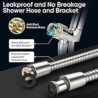 Vista 7 de Cobbe Cabezal de ducha de alta presión con botón de pausa integrado, cabezal de ducha desmontable de 9 funciones con soporte giratorio de latón