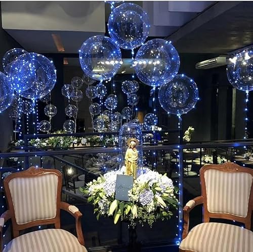 Miniatura 7 de Globos con luz LED, globos transparentes Bobo para fiestas, cumpleaños, aniversarios, bodas (verde, con batería)