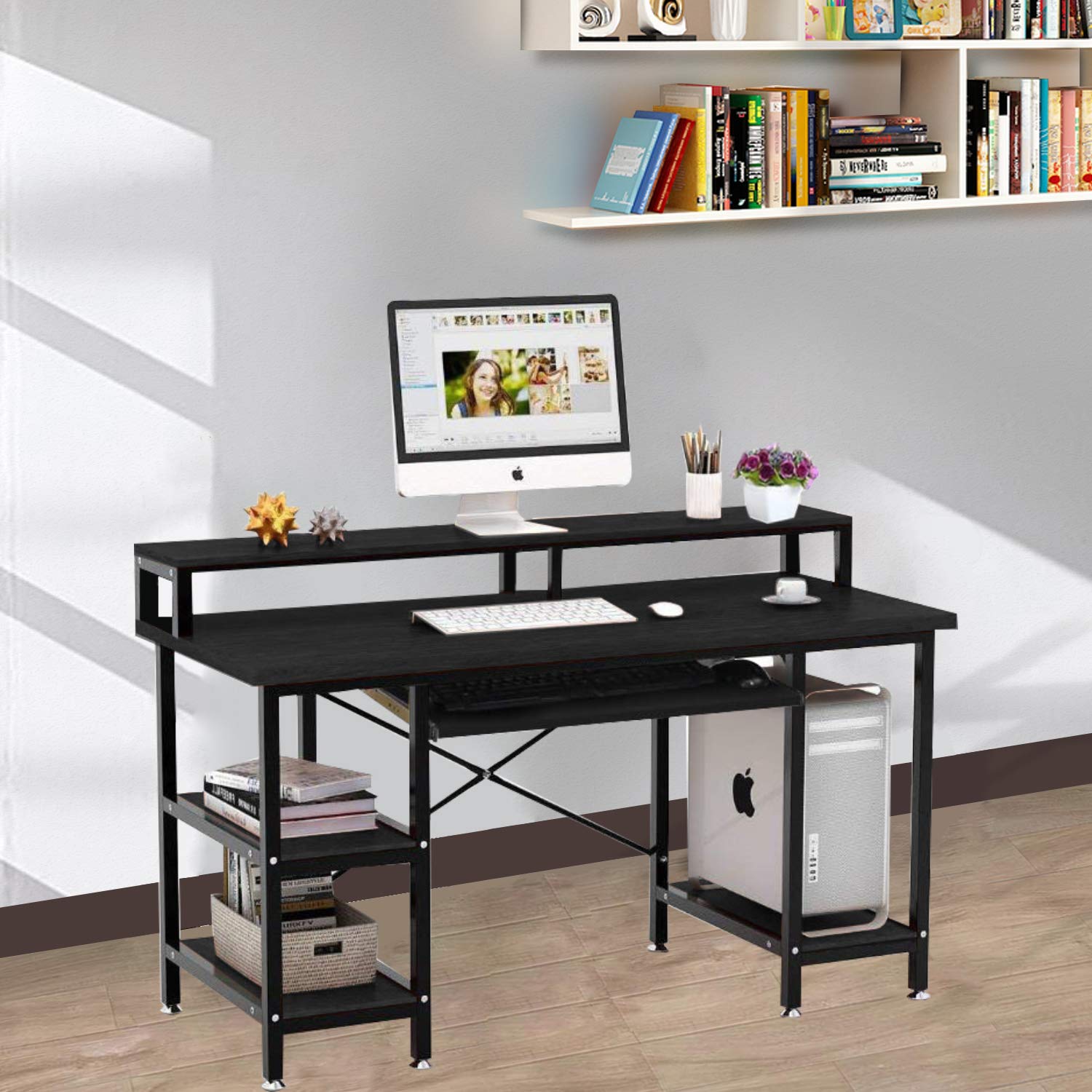 Buy Computer Desk with Storage Shelves/Keyboard Tray/Monitor Stand Desk