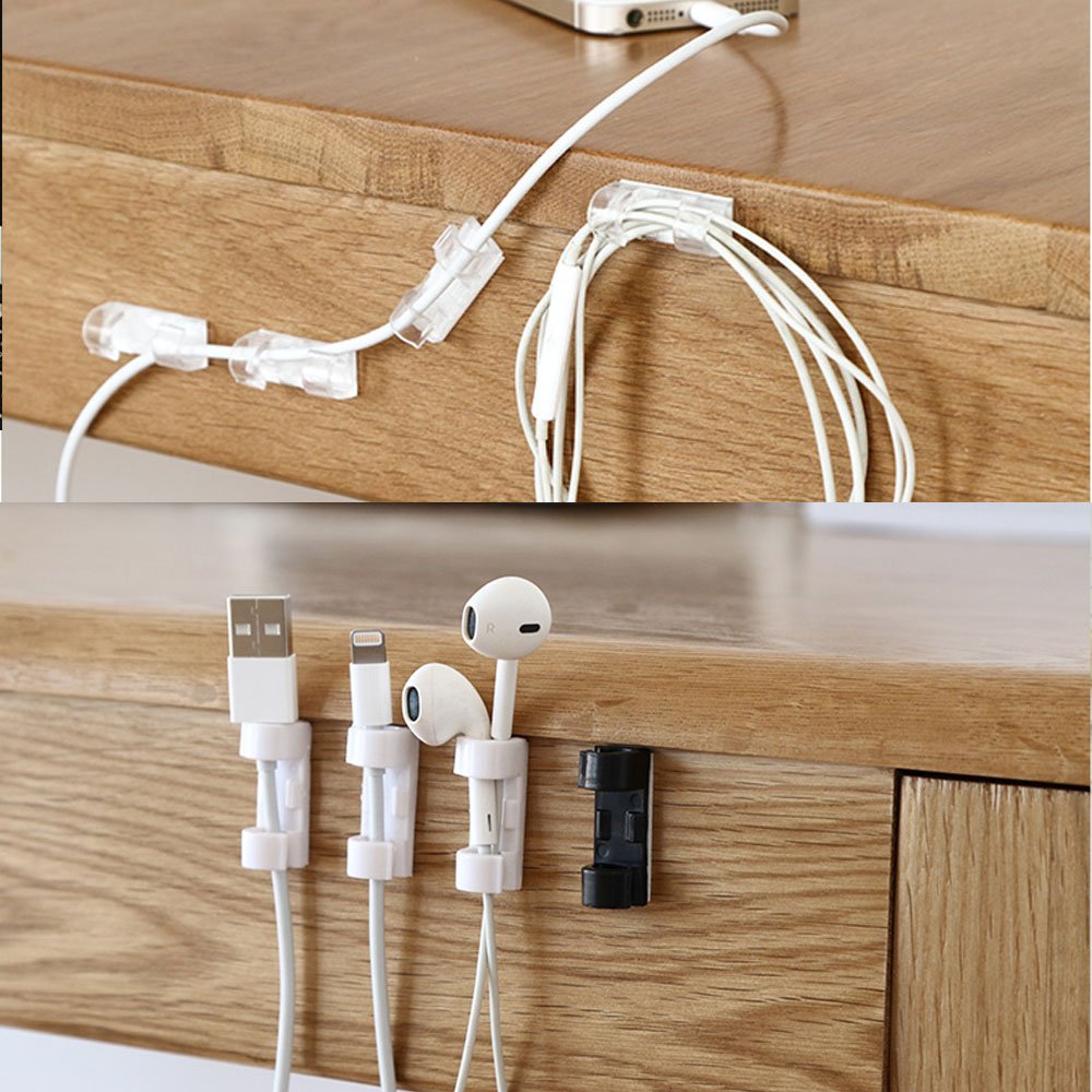 [60Pcs/3Pack]Clips de Cable y organizador de cables con adhesivo 3M. Organizador de cable para mesa y retenedor de cables de computadora, cables eléctricos, cables de cargador, o cables de mouse