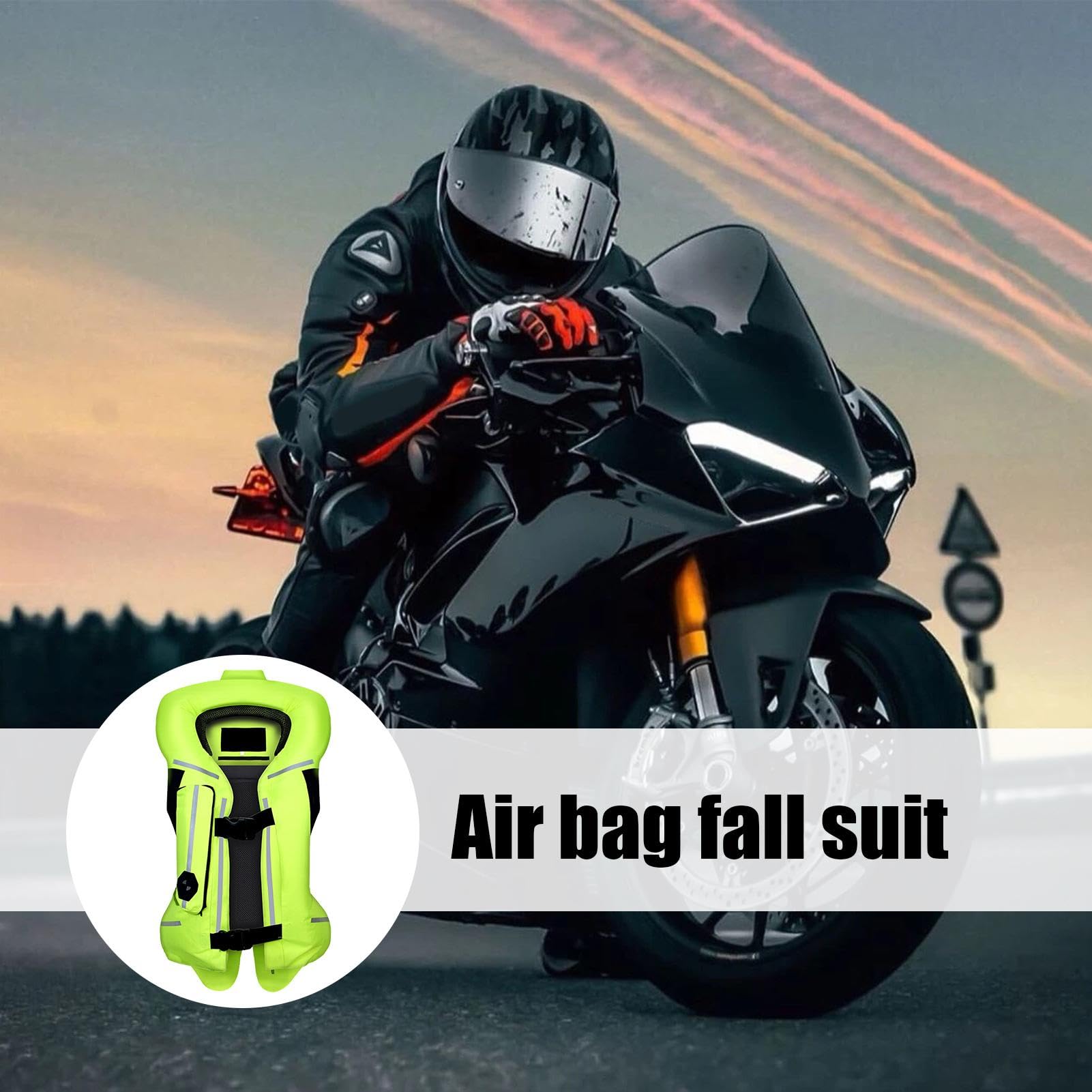 Chaleco de bolsa de aire para motocicleta, chaleco protector ligero con tira reflectante, chaqueta de equitación inflable profesional