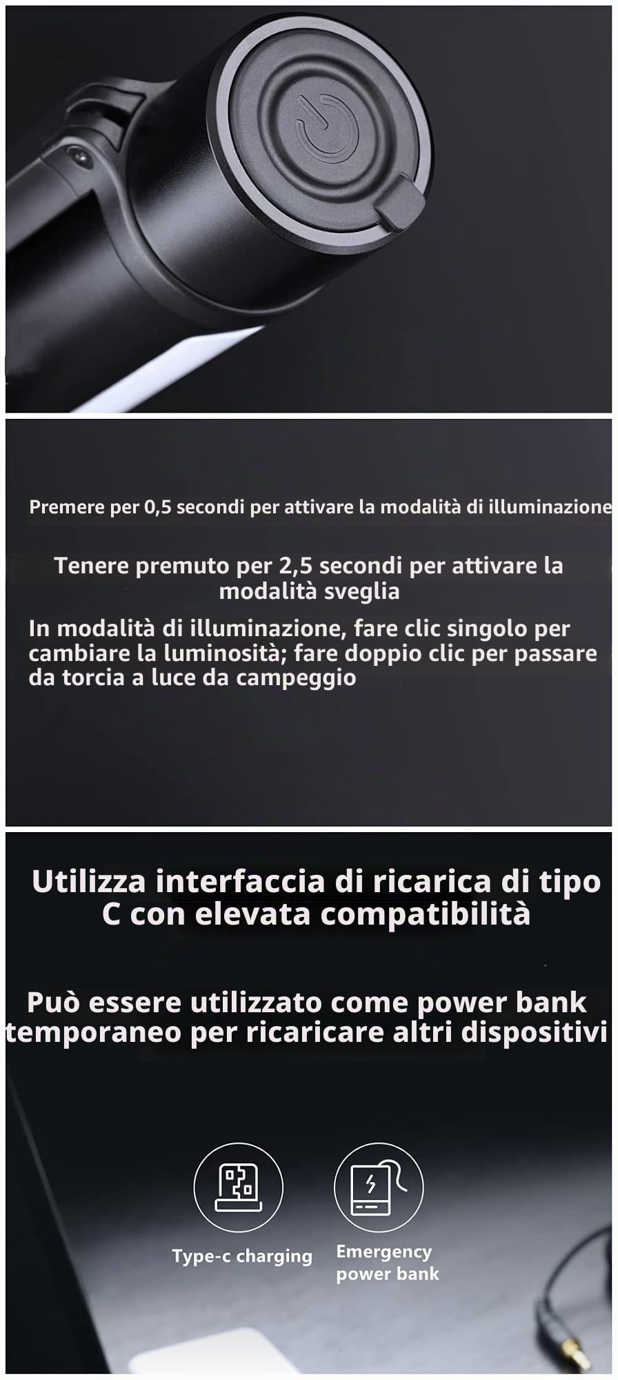 MIJIA NexTool Outdoor 6 in 1 Torcia Zoomable, Portatile, Modalità Normale e Sveglia Doppia Sorgente Luminosa Manico Rotante a 360 Gradi (Nero)