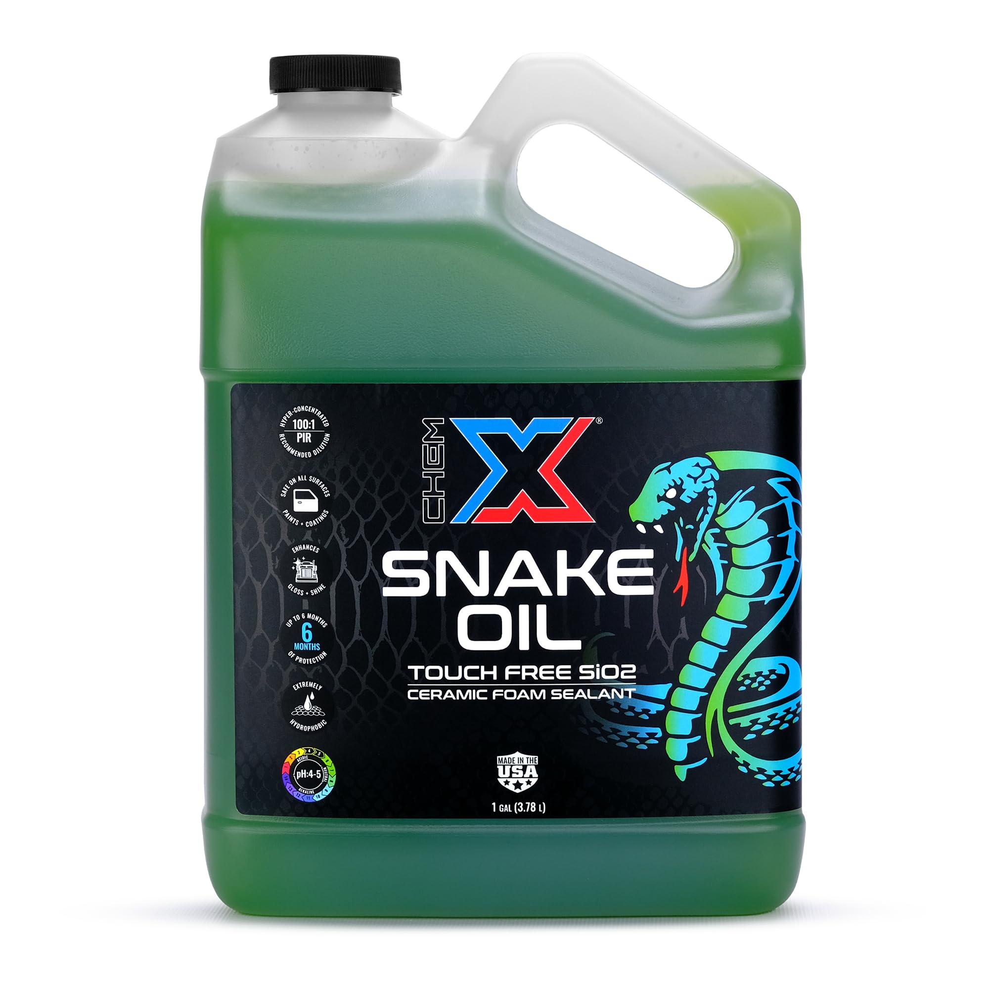 Snake Oil: No-Touch Sio2 Lightning Fast Spray on Ceramic Foam On Sealant (Green, 1 Gallon)