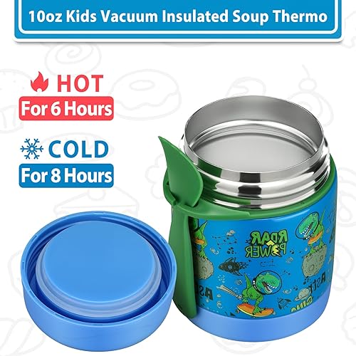 Miniatura 4 de Termo de sopa de 10 oz para comida caliente, tarro con cuchara para niños, recipiente aislado a prueba de fugas, de acero inoxidable, boca ancha,
