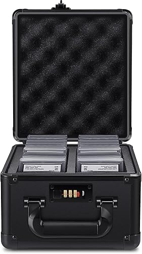 Miniatura 8 de Maitys Moderno estuche de exhibición impermeable de aluminio negro con 4 ranuras para tarjetas deportivas, 17 x 10 x 7 pulgadas, caja de