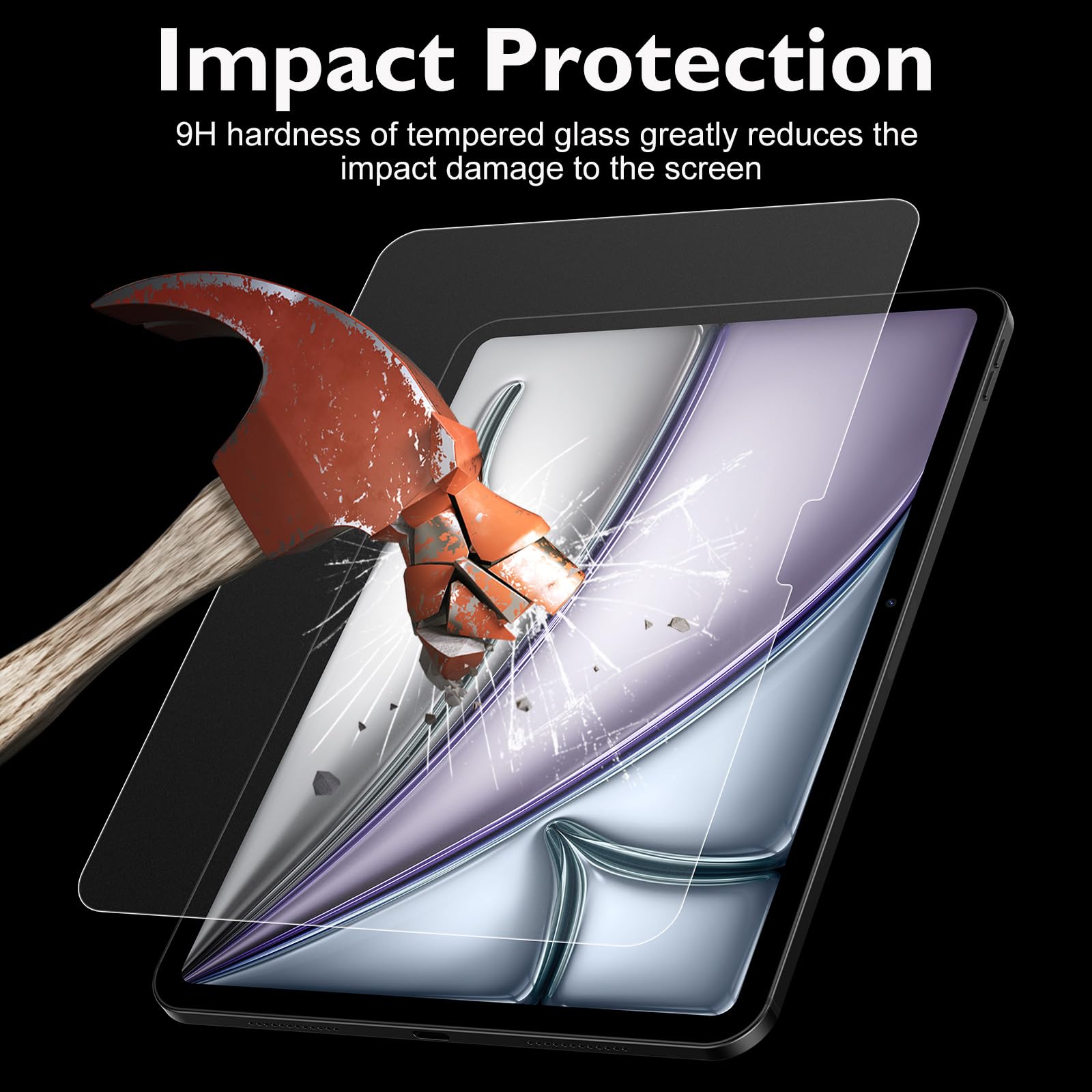 apiker 2 Pezzi Pellicola Protettiva per iPad Air 11 Pollici 2025(M3)/2024(M2), Vetro Temperato Film per iPad Air 7/6 Generazione, 9H Durezza, HD Chiaro, Installazione Facile Pellicola Protettiva