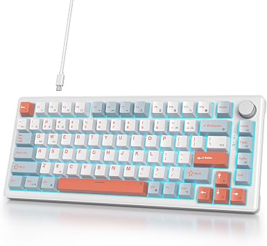 75% Wired Gaming Keyboard Hot Swappable Gasket Mount White Switch 82 Keys TKL Mechanical Keyboard NKRO Creamy PC Laptop Windows Gamer Salmon