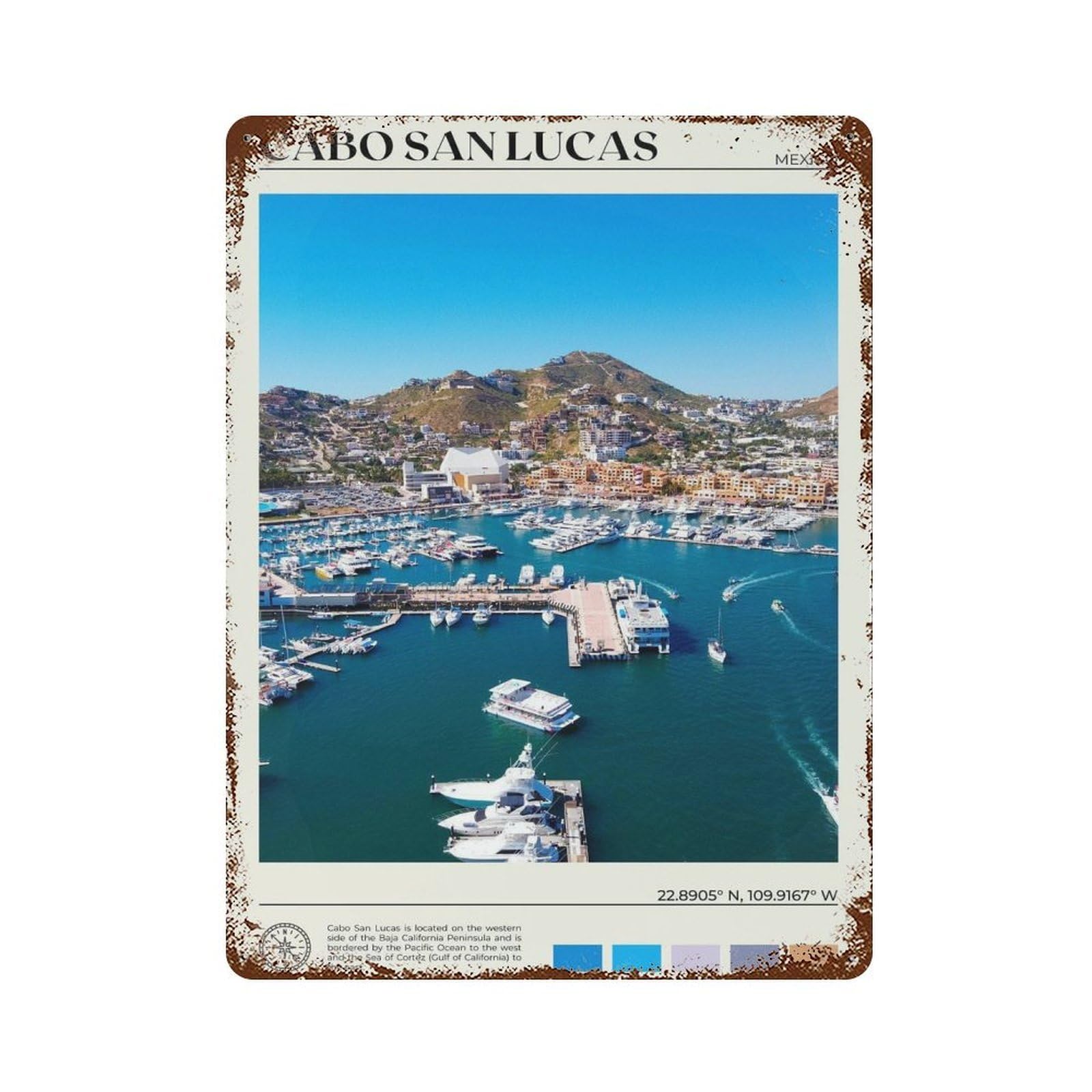 xiaoxiaoshen Real Photo Cabo San Lucas Decor Mexico Wall Decor Art Metal Tin Poster Modern Home Decor Art Home Bar Shop Decorations Vintage Sign 40x30cm