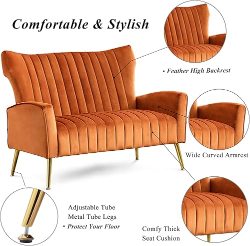 Miniatura 34 de Artechworks Silla decorativa curvada con patas doradas de metal dorado con brazo tapizado de terciopelo, silla moderna para sala de estar,