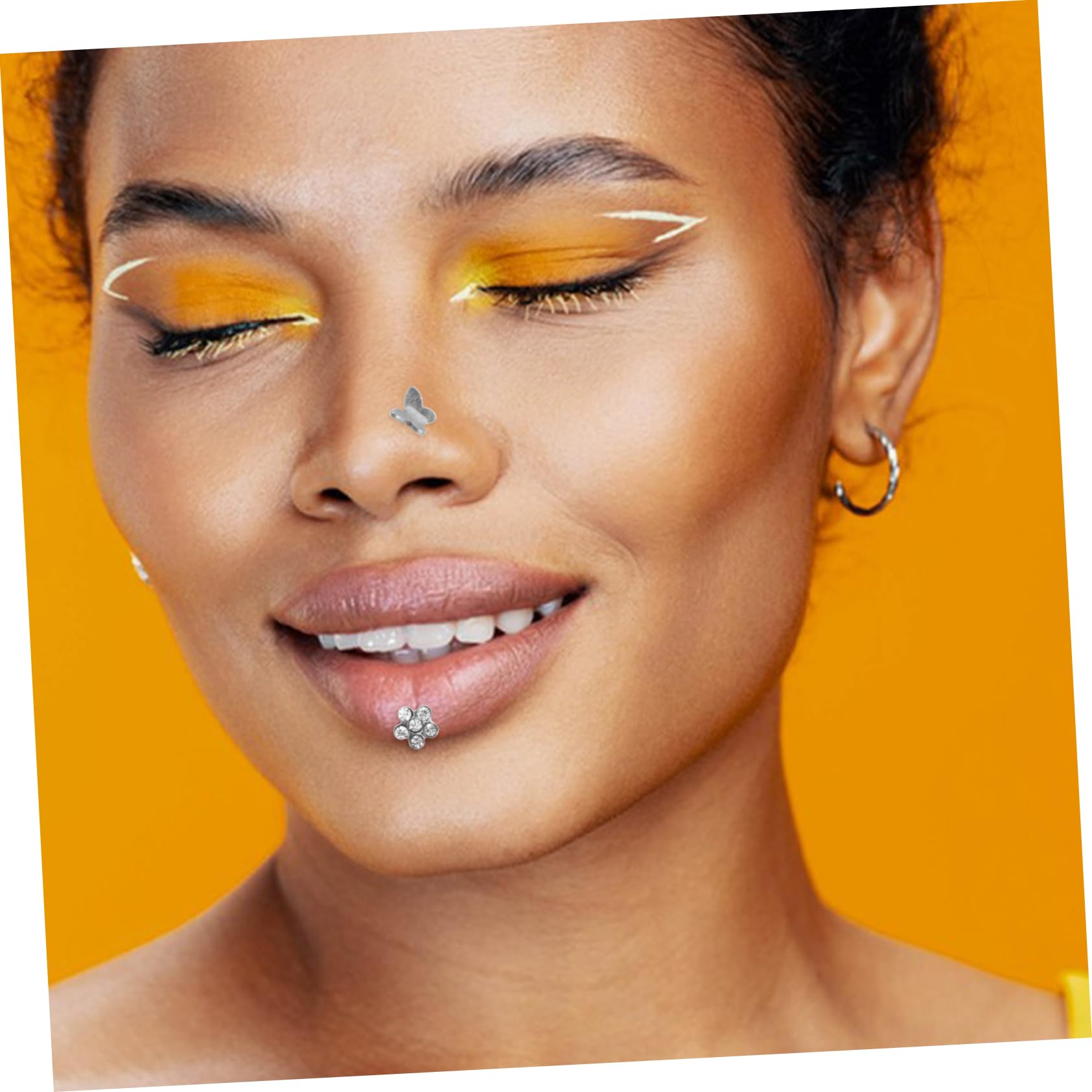 POPETPOP 5pièces Bijoux de Piercing Acier Inoxydable pour Lèvres Nez Labret Tragus et Piercings Dermiques Bijoux de Corps