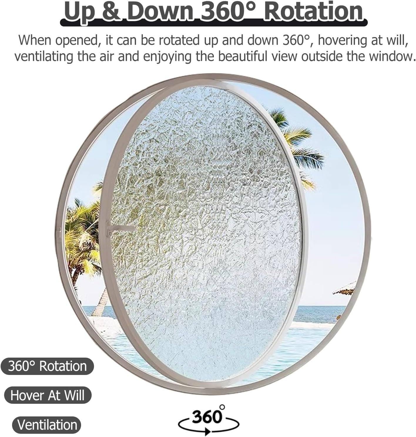 Finestra Rotonda In Vetro Temperato Girevole 360° – Oblò In Alluminio Per Bagno E Cucina, Bianco O Nero, 80 Cm