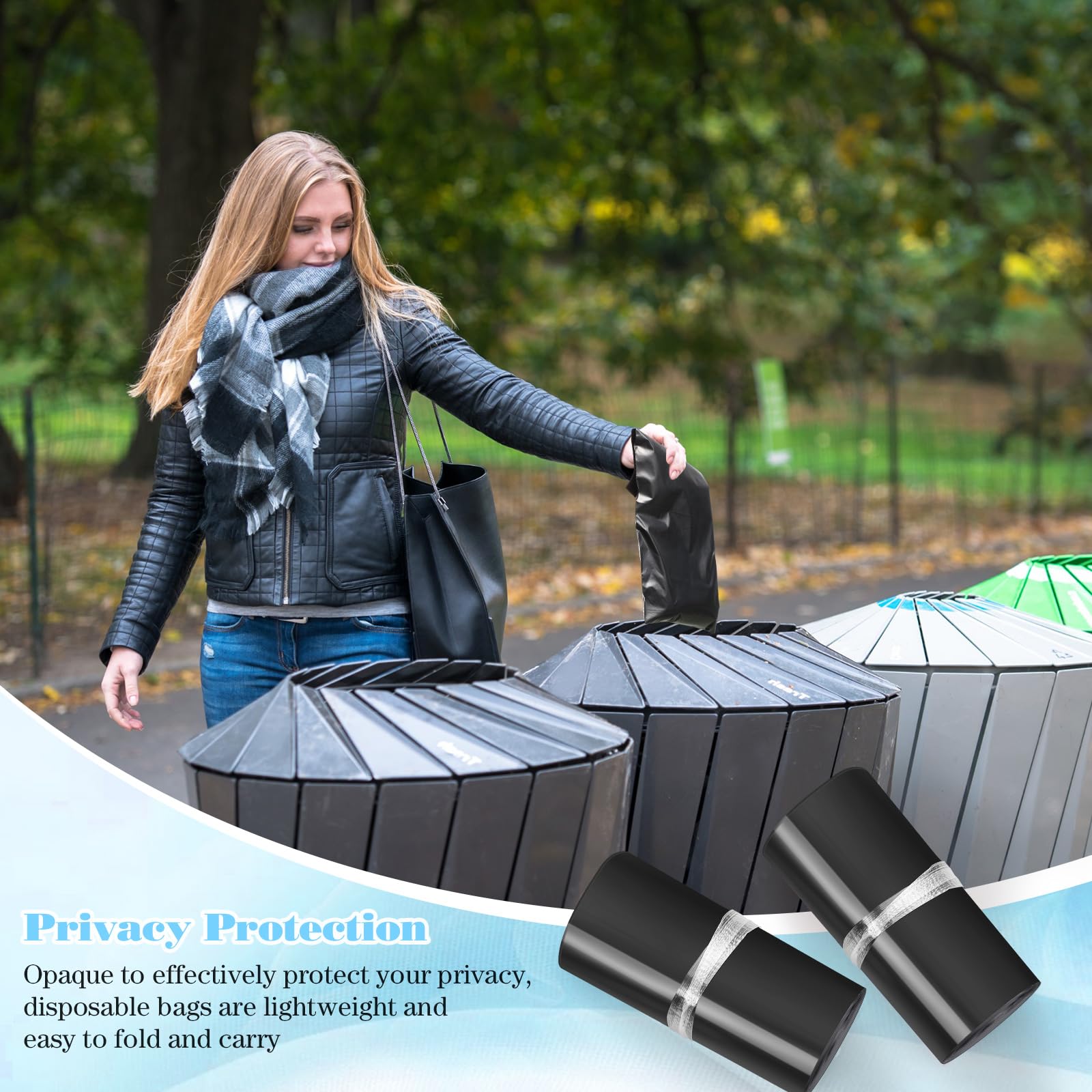 Fulmoon 300 bolsas sanitarias para desechar servilletas sanitarias para higiene femenina, eliminación de tampones con cierre automático, bolsas sanitarias para servilletas y tampones (negro)