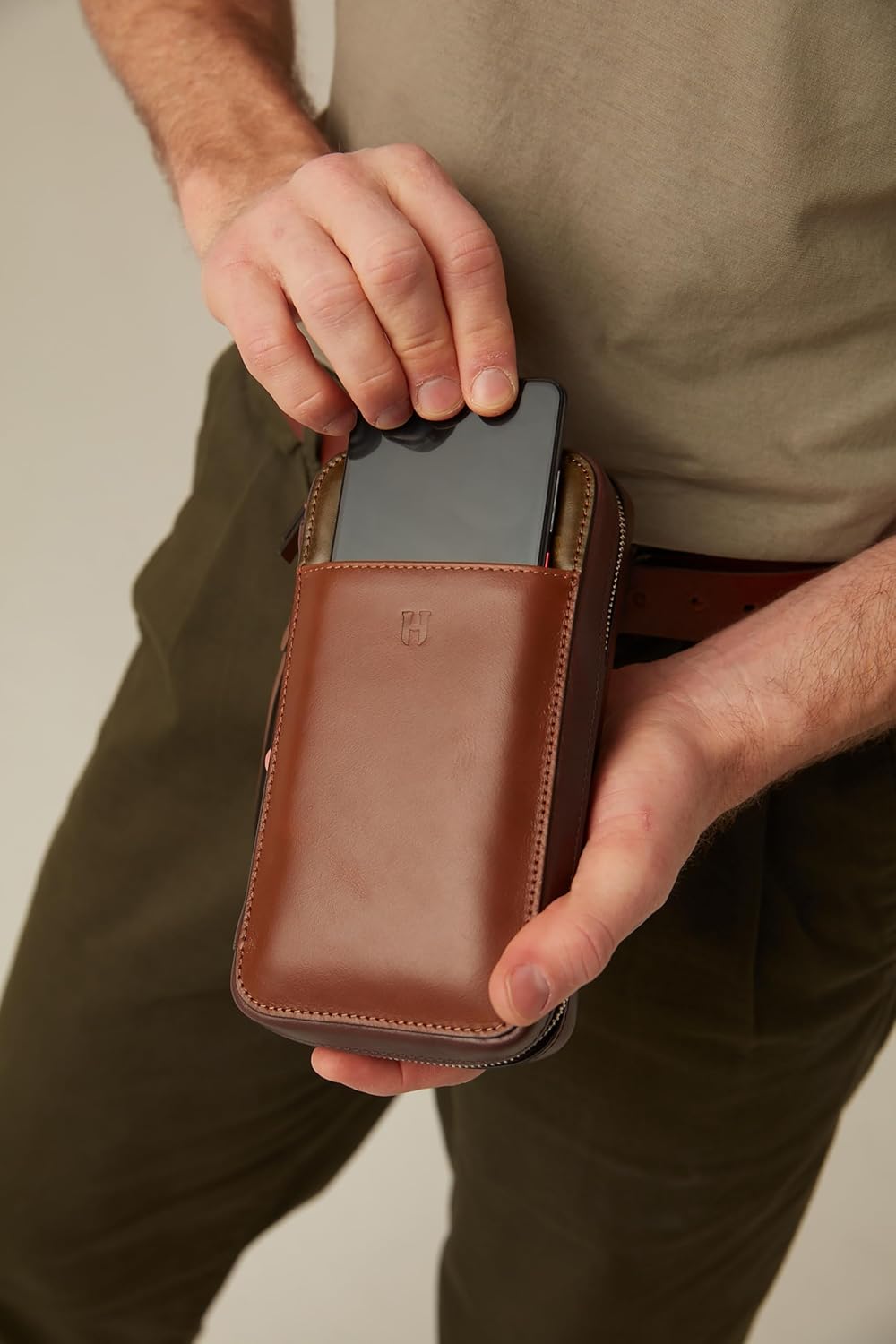Wristlet for Men & Women, Full-Grain Leather Clutch Bag, RFID Protection, Zipper Pocket, Handcrafted