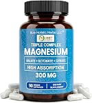 Triple Complex Magnesium 300mg | High Absorption Magnesium Glycinate, Citrate & Malate Supplement | Supports Muscle Function, Metabolism & Heart Health | Vegan, Non-GMO | 90 Capsules (Pack of 1)