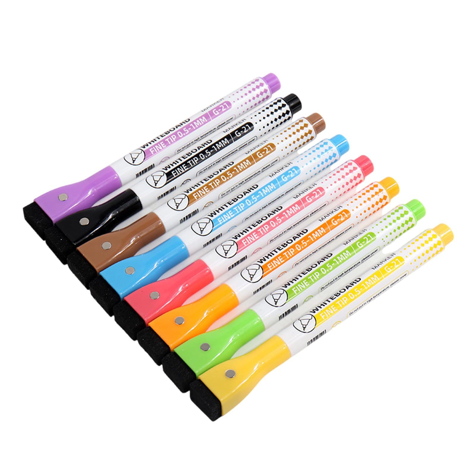 KACCDE Rotulador de pizarra blanca borrable de 8 colores, punta fina de 0,5 mm, con borrador para pizarra blanca de la escuela, oficina, rotafolio