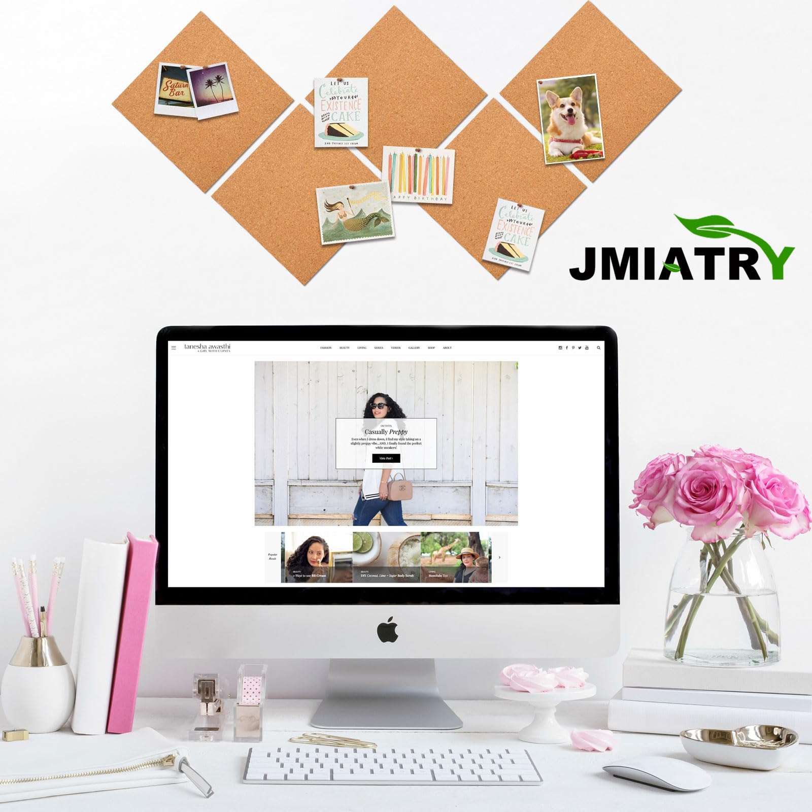 JMIATRY Lot de 12 tableaux carrés en liège autocollants de grande taille pour murs, 6 mm d'épaisseur, pour photos, dessins