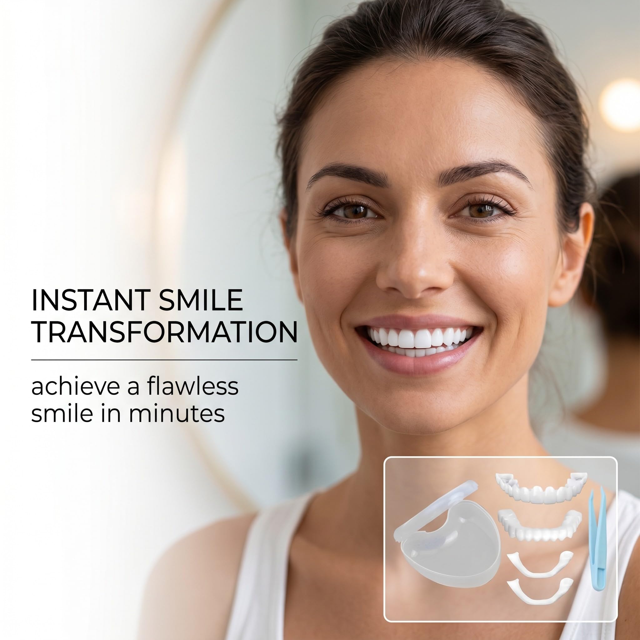 Faccette Denti 2 Coppie, Sistema Adesivo Sicuro per Denti Imperfetti, Trasformazione Sorriso Senza Dolore, Protesi Dentarie Temporanee per Uomini e Donne, Nuovo Arrivo