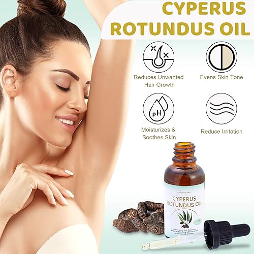 Miniatura 3 de Paquete de 3 aceites Cyperus Rotundus, aceite natural de Cyperus Rotundus para depilación, reduce el crecimiento no deseado del cabello, aceites