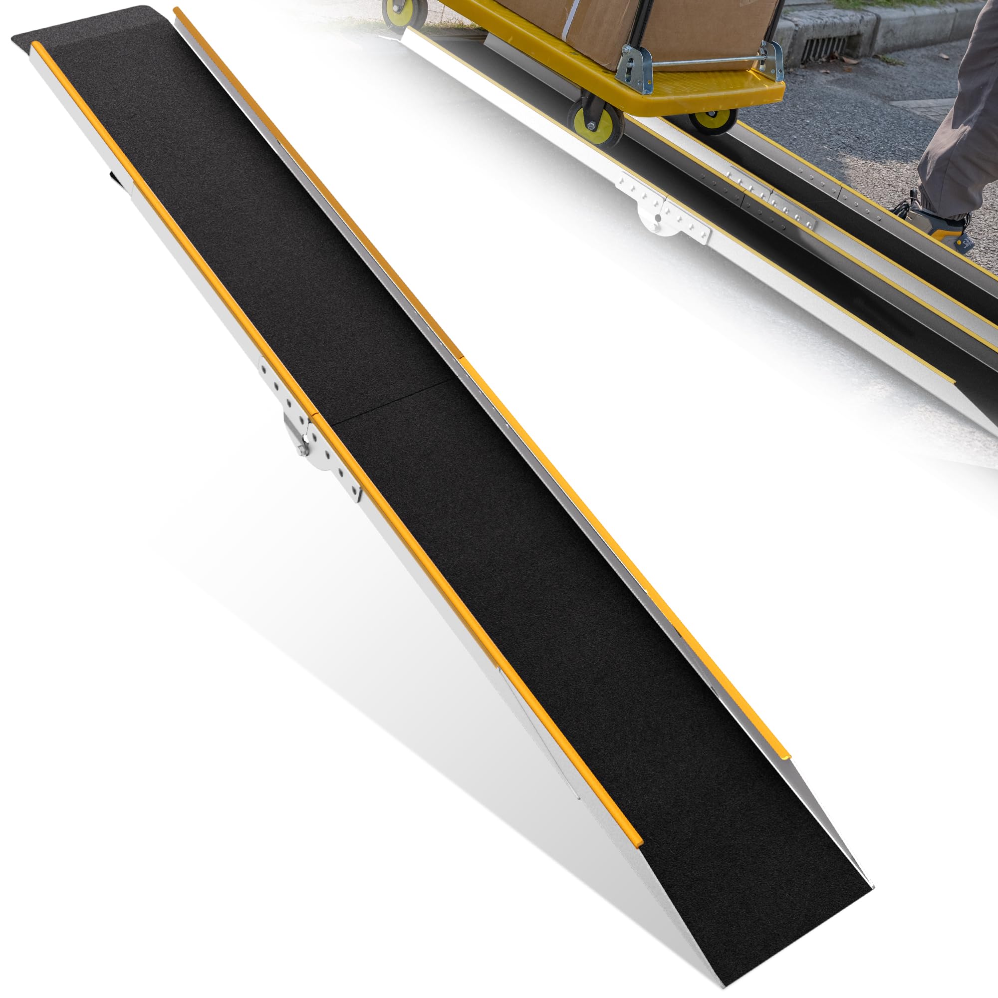 VNN 71" Aluminum Shed Ramp 1PC, 6' Folding Loading Ramp for Lawn Mower, 9.8" Wide Ramps for Shed, 600 lbs Capacity Trailer Ramps for Motorcycle, E-Bike, Dirt Bike, Scooter, Bicycle- 9.8" Wide