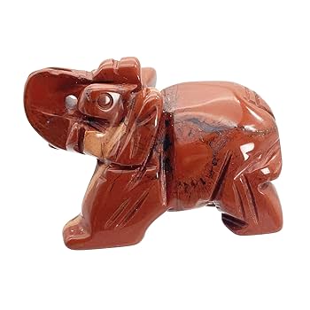 Amazon.co.jp: Fekuar 手彫り レッドジャスパー ストーン 象の像
