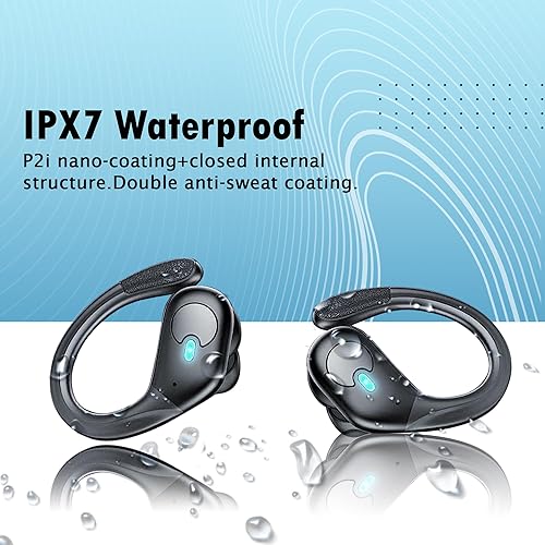 Miniatura 8 de Auriculares inalámbricos V5.3 Bluetooth con cancelación de ruido sobre la oreja con pantalla LED de 60 horas de reproducción, IPX7 impermeable Hi-Fi