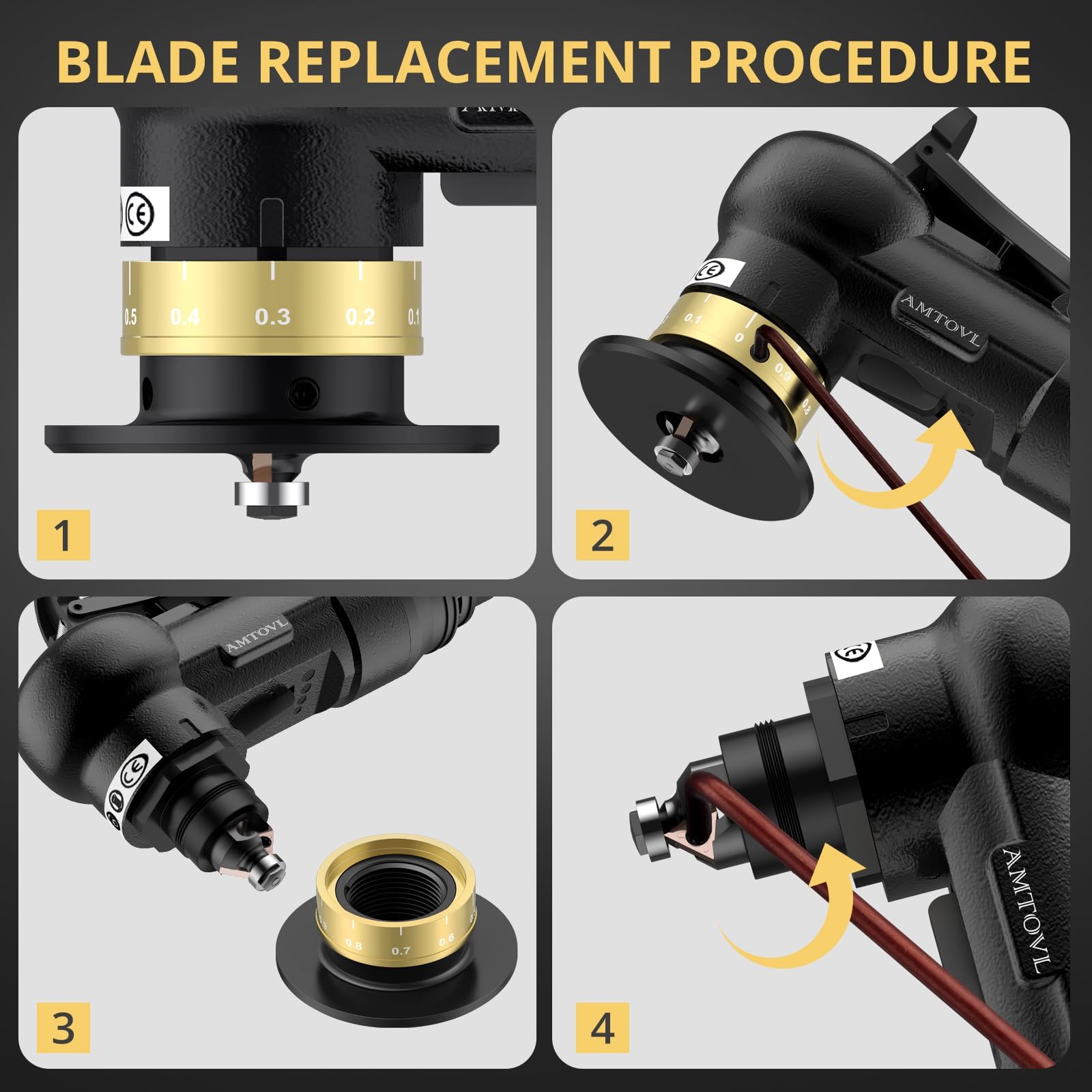 AMTOVL Luftfasenwerkzeug - Mini Pneumatische Anfasmaschine, 30000 U/min Pneumatisches Anfaswerkzeug, 45 Grad Luftabschrägmaschine mit 1/4 Zoll Lufteinlass für Metall, Holz (Schwarz)