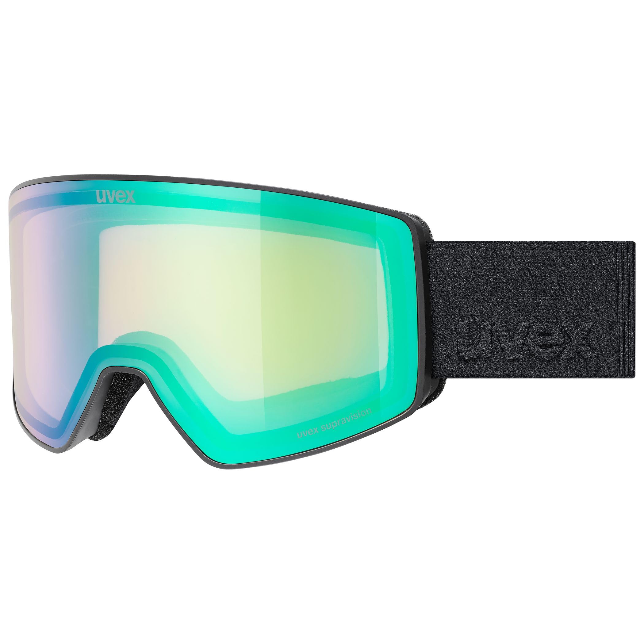 Uvex Unisex-Adult, scenic FM ski goggles, black matt/mirror green, one size
