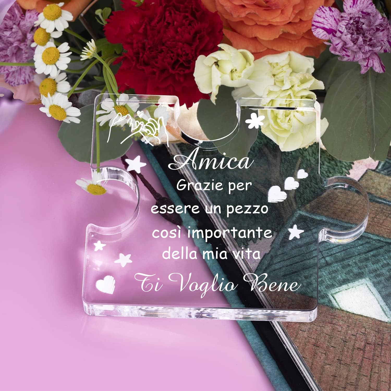 PulangRen Regalo Amica, Regalo Amica Compleanno, Puzzle A Blocchi in Acrilico Inciso, Regali Migliore Amica Compleanno Natale