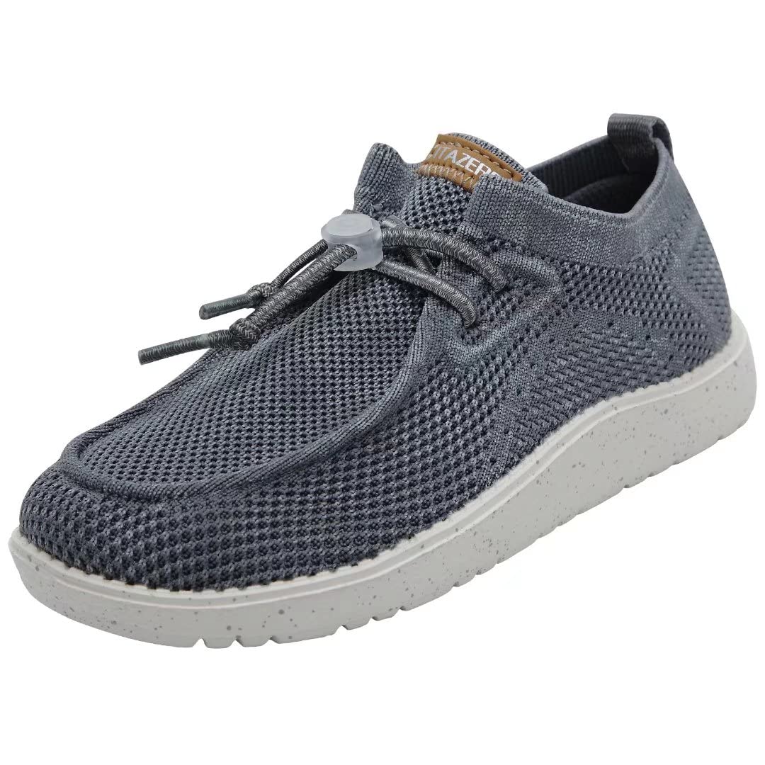 Photo 1 of 1TAZERO Boy-Girls-Slip on-Loafer-Shoes,Kids and Youth Slip on-Stretch Shoes,Children Women Lightweight Comfortable Boat Shoes 501grey 1 Wide Big Kid
