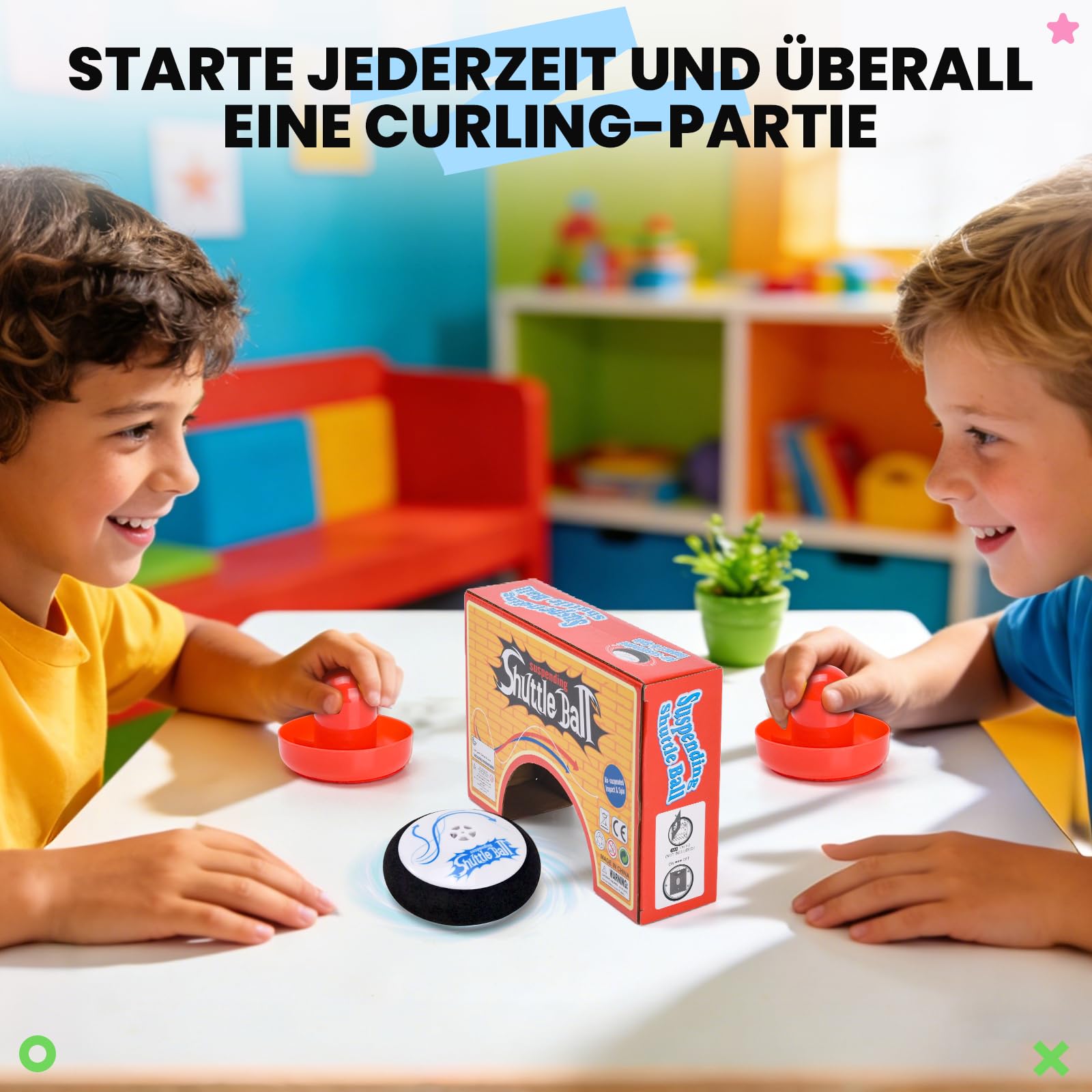 Air Hockey Hover Puck, Portable Air Hockey con 2 Spingere per hockey ad aria rossa, giocattolo da hockey per interni ed esterni, gioco simulato di hockey per bambini adulti