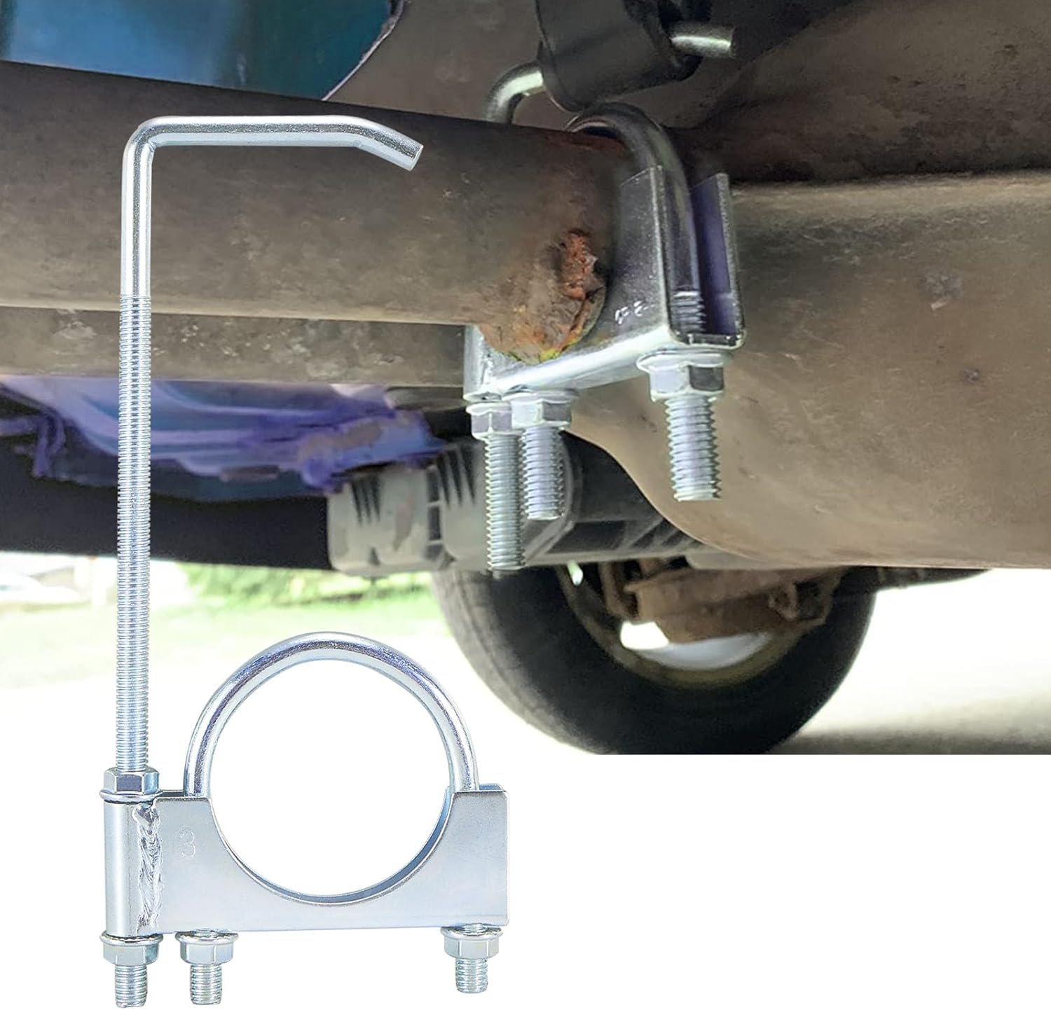 2-1/2" Universal Clamp On Exhaust Hanger 2.5" Exhaust Clamp With Hanger Rear Muffler Hanger for Car Truck,2pcs