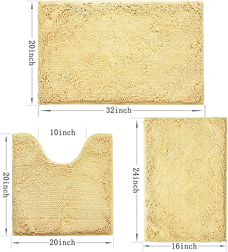 Miniatura 3 de Juegos de alfombras de baño de 3 piezas antideslizantes, alfombras de baño con respaldo de PVC, alfombra de baño lavable, absorbente, alfombrillas