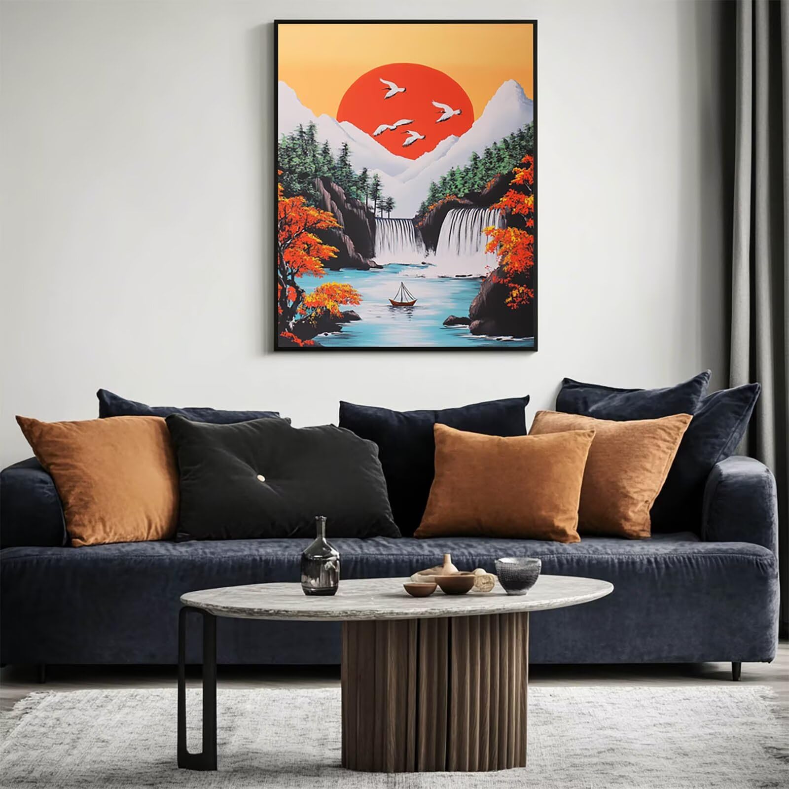 Stürze Malen Nach Zahlen Erwachsene Sonnenuntergang Malen Nach Zahlen 135 x 100 cm DIY Basteln Erwachsene Klarheit Farbe Leinwan Bilder mit Acrylfarben Set 3 Typen Pinsel für Deko Wohnzimmer 2YH-14223