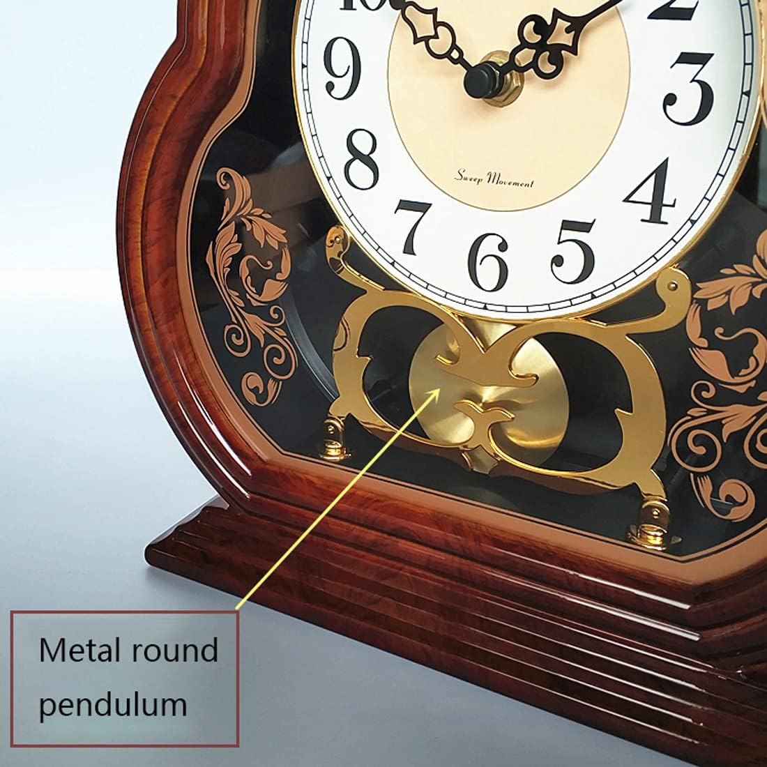 Vintage Mantel Clock with Pendulum Grandfather Clock Desk Clock for Living Room Decor Bedroom Bedside Mantelpiece Digital Clock