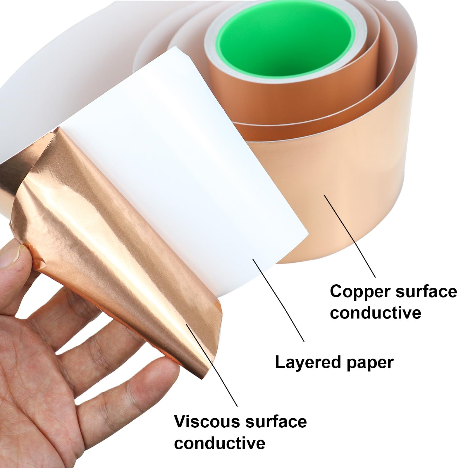 BOMEI PACK Nastro in lamina di rame, 10,2 cm x 20,1 m, con adesivo conduttivo per chitarra e artigianato, saldatura, vetro colorato, riparazioni elettriche, messa a terra