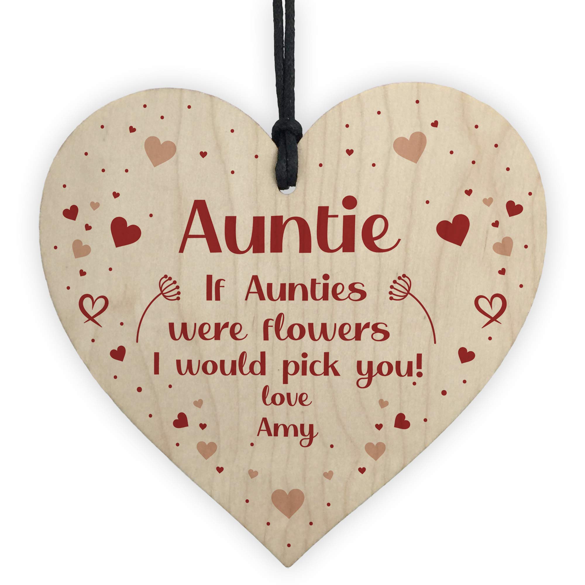 PERSONALISED Thank You Gift For Auntie Birthday Christmas Wood Heart Gift For Her