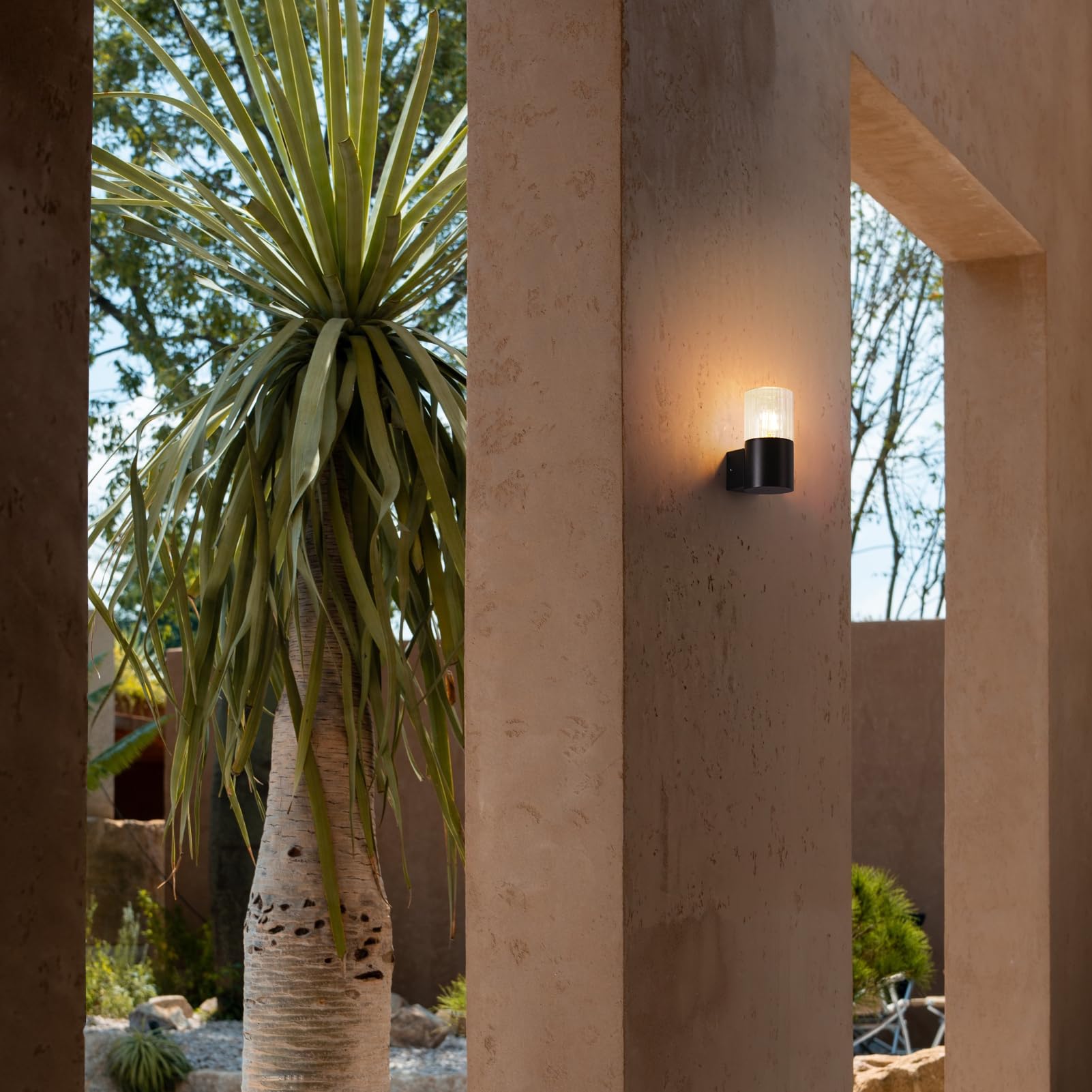DAWALIGHT Lampada Da Parete Esterna E27, IP44, In Acciaio Inox Nero Con Paralume In Plastica HD - Per Giardino, Corridoio E Soggiorno
