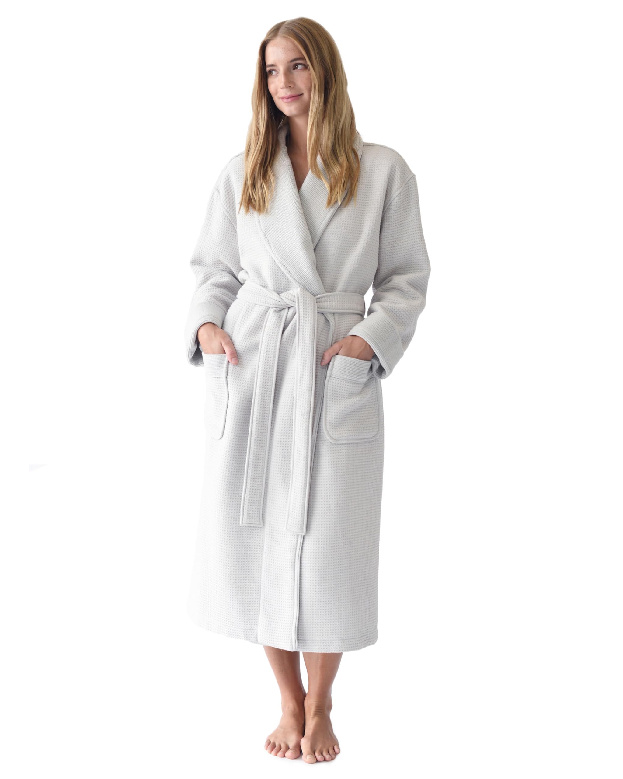 Cozy Earth Waffle Bath Robe - Lightweight Spa Robe with Pockets - 40% Viscose from Bamboo Blend