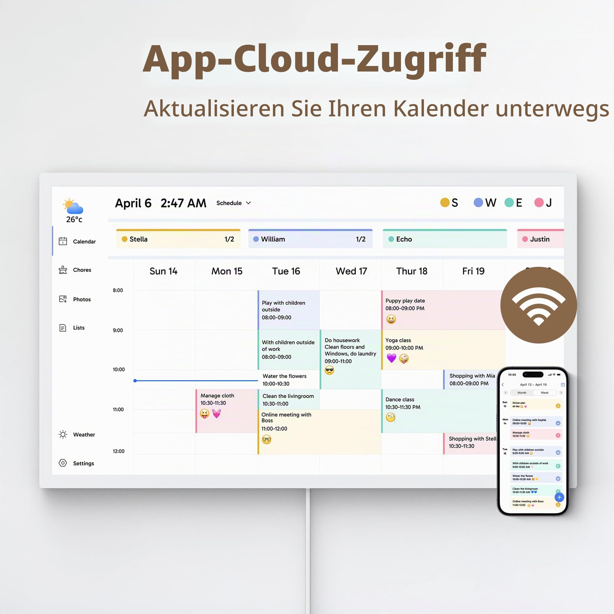 Dragon Touch Digitaler Kalender-Aufgabendiagramm, 61 cm (24 Zoll), interaktiver Touchscreen, intelligenter Familienplaner, Herd-Display, digitaler Kalender, nahtlose Planung