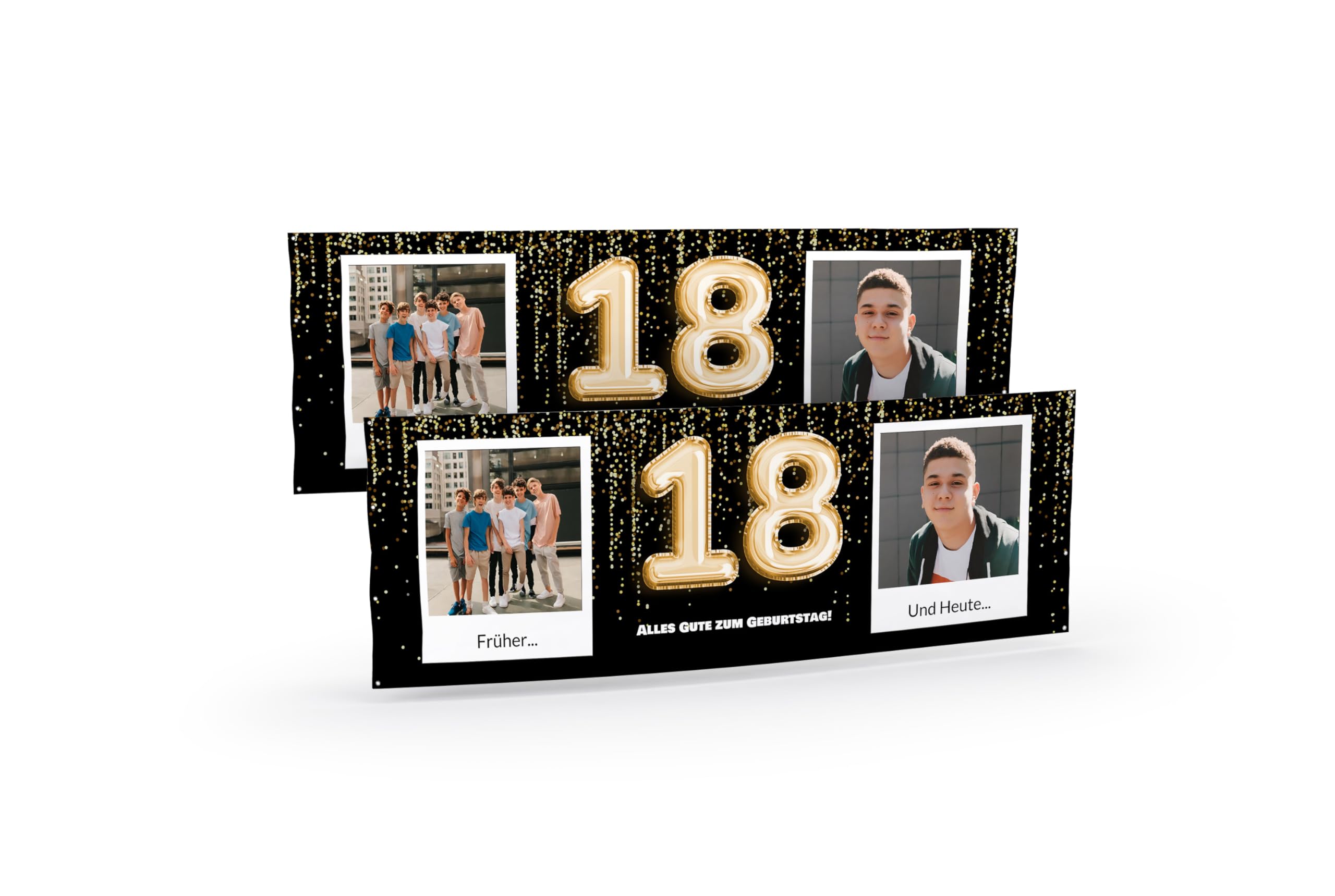 2x Personalisierte Geburtstagsbanner Für Jungen & Erwachsene | Sport-Design, Größe Ca. 60x180 Cm | Für 18., 30., 50. Geburtstag Usw.