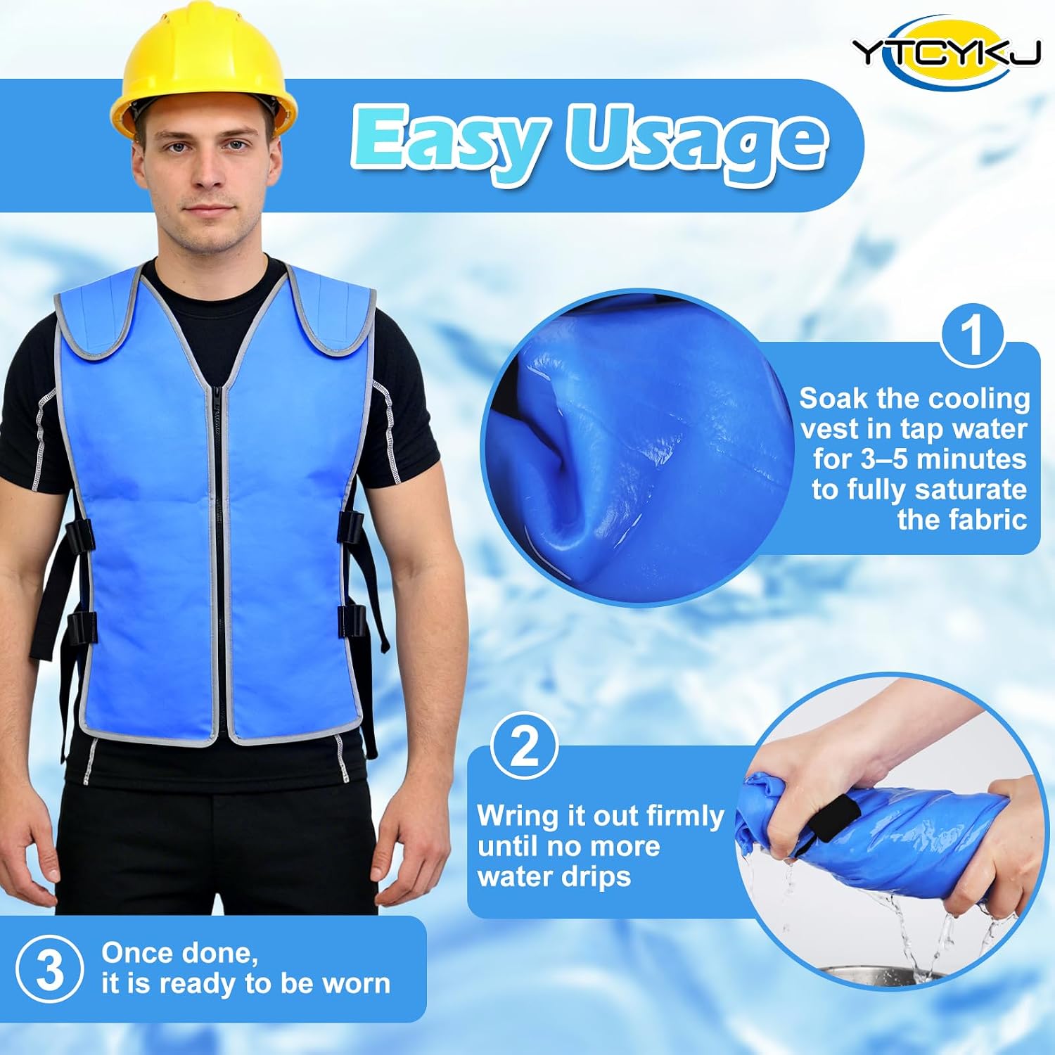 Cooling Ice Vest for Men & Women - Ice Reflective Vest, No Ice Packs or Electricity Needed | Adjustable Lightweight Ice Vest, S-XXL, Ideal for Sports, Work & Heat Stress