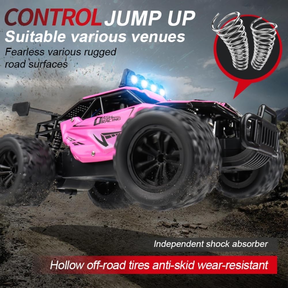 Asou Remote Control Car 2.4GHz RC Off Road High Speed Toy Car with LED Headlight and Rechargeable Battery for Girls Boys Kids
