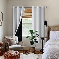 Vista 2 de BGment - Cortinas con aislamiento térmico para habitación, 100% opacas, con forro negro, cortina de doble capa con ojales, reduce el ruido