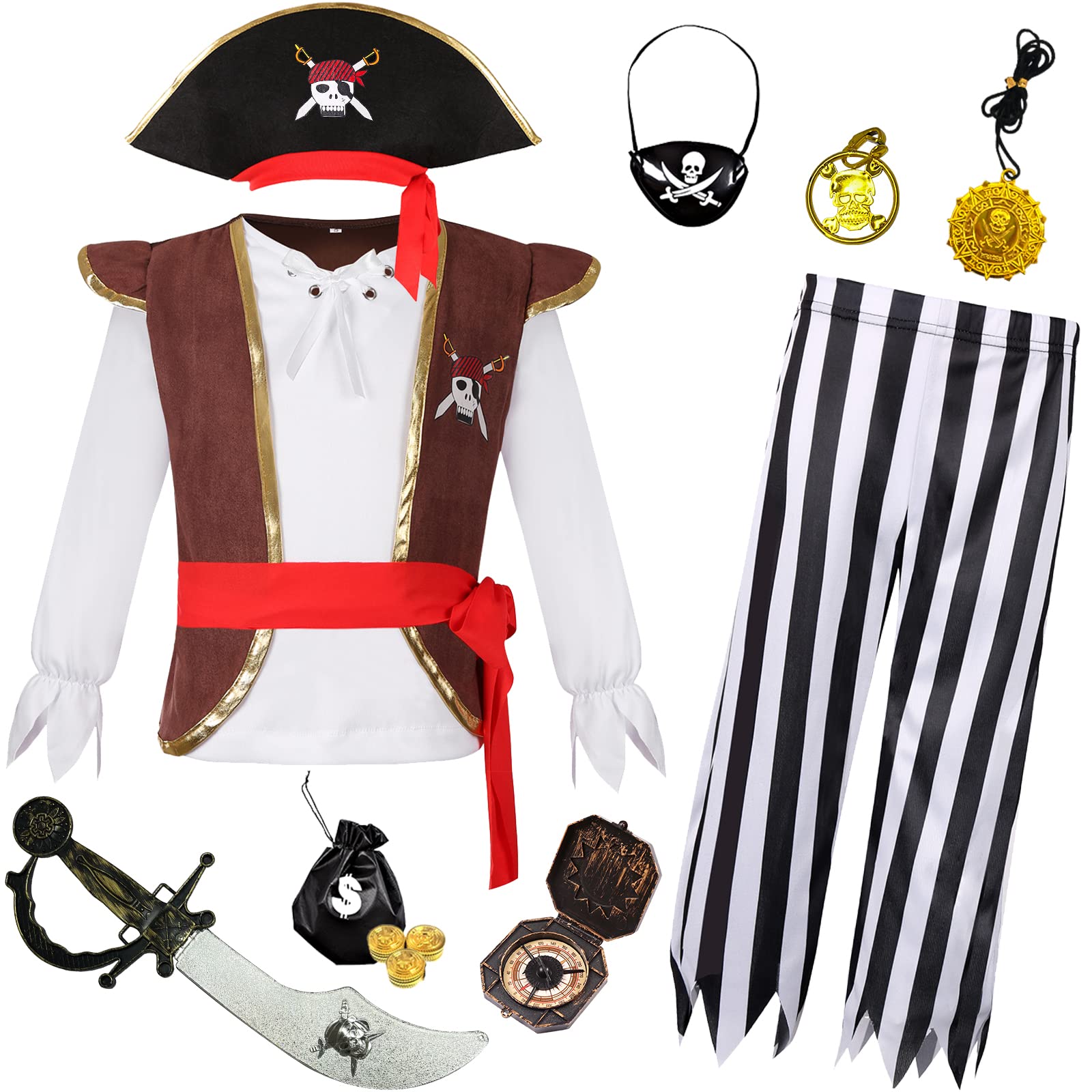 Pirate Costume Kids Toddler Boys Pirate Costume with Hat and Accessories
