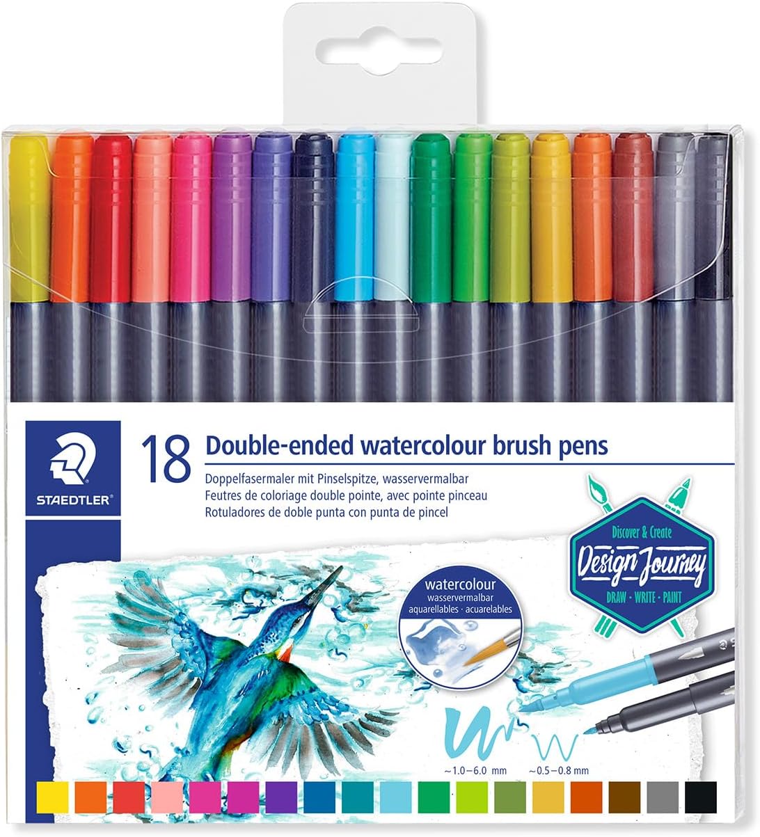 Staedtler Double Side Watercolour Brush Pen Set (Pack of 18)