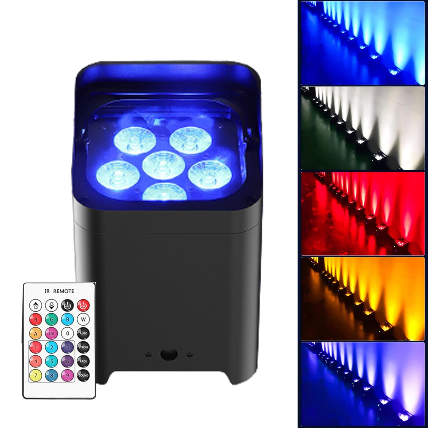 6x18W LED Par Light RGBW DMX Stage Flat Par Effetto di Illuminazione DJ Disco Party Holiday Christmas Bar Matrimonio Compleanno Show Lights (Color : Black, Size : 108W)