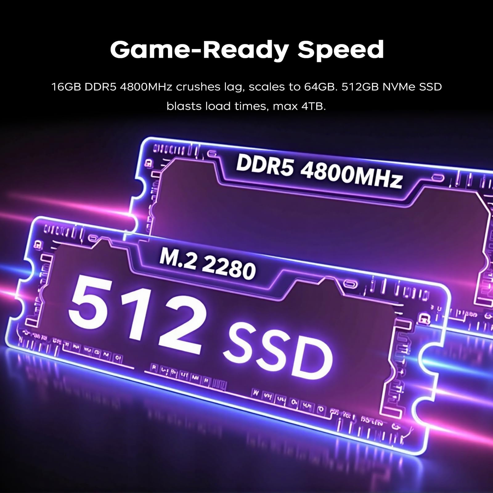Gaming Laptop – 16 Zoll FHD Display Laptop mit AMD Ryzen 7 H255-Prozessor (Besser als I7-11800H) mit bis zu 4,9 GHz, 16 GB RAM DDR5 4800 MHz, 512 GB SSD, Gaming Notebook mit hintergrundbeleuc